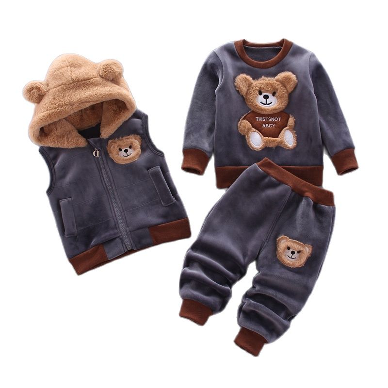 赤ちゃん男の子と女の子の服セットトリッケンフリース子供フード付き上着トップスパンツ 3 個衣装子供幼児暖かい衣装スーツ