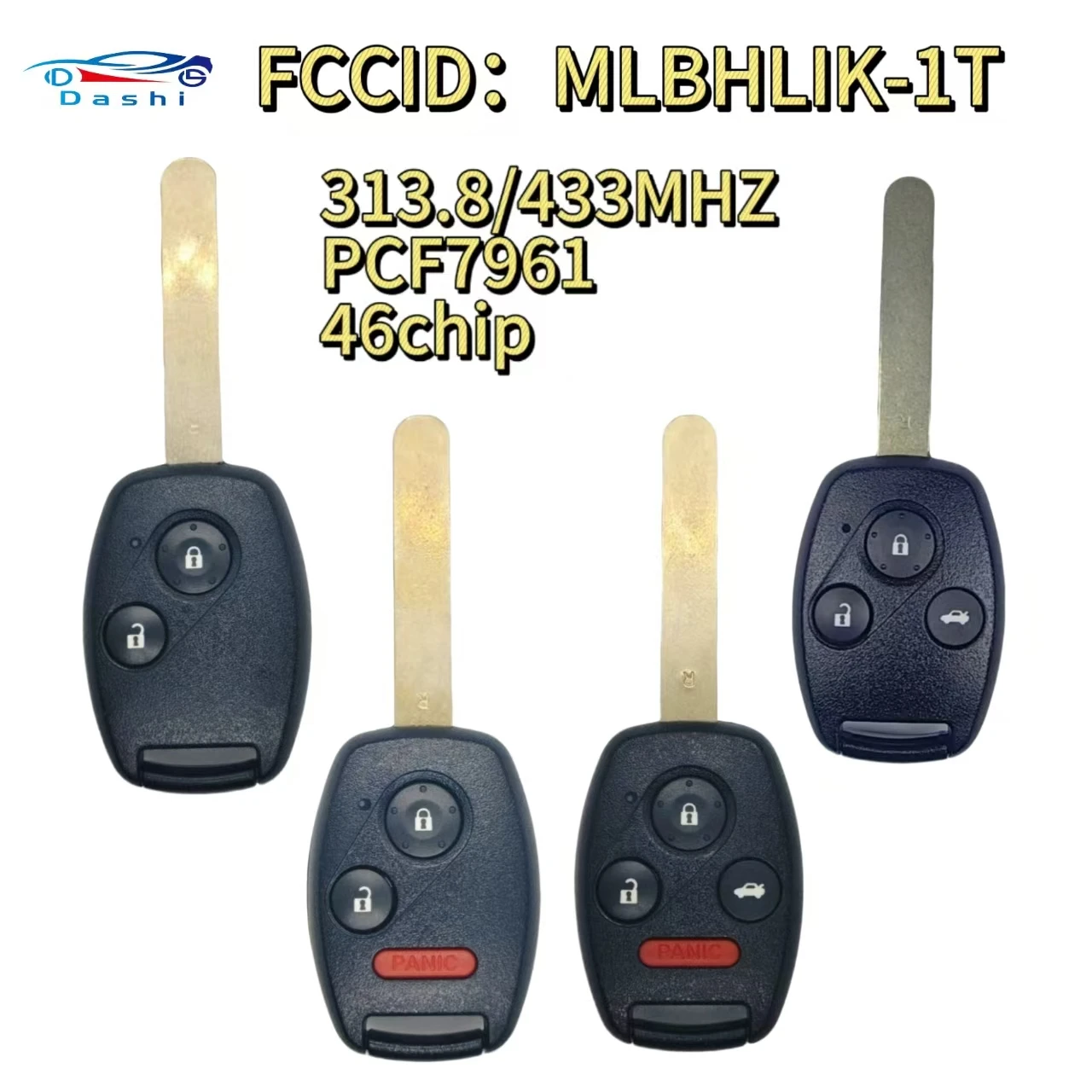 Da Shi MLBHLIK-1T 2/3/4 ボタン PCF7961 ID46 チップ 433Mhz ホンダ CRV ジャズ 2007 2008 2009 2010 2011 リモコン自動車キー