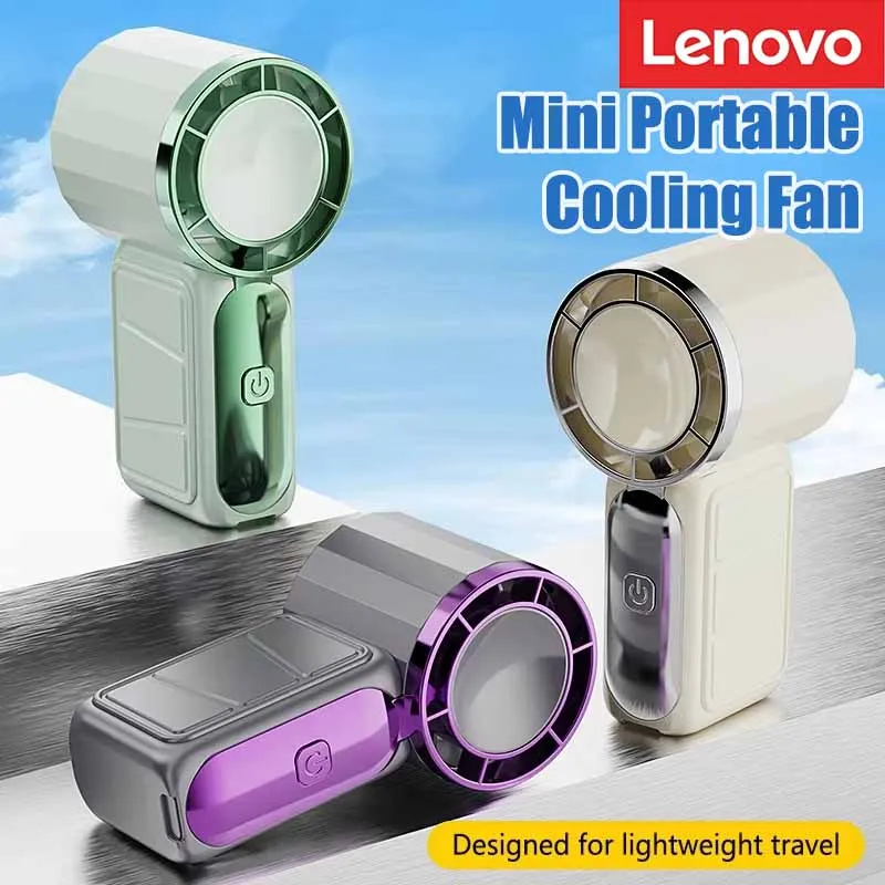 Lenovo 2026 ミニポータブル冷却ハンドヘルドファン充電式 5 速度調整可能な空冷ターボファン車自宅屋内屋外用