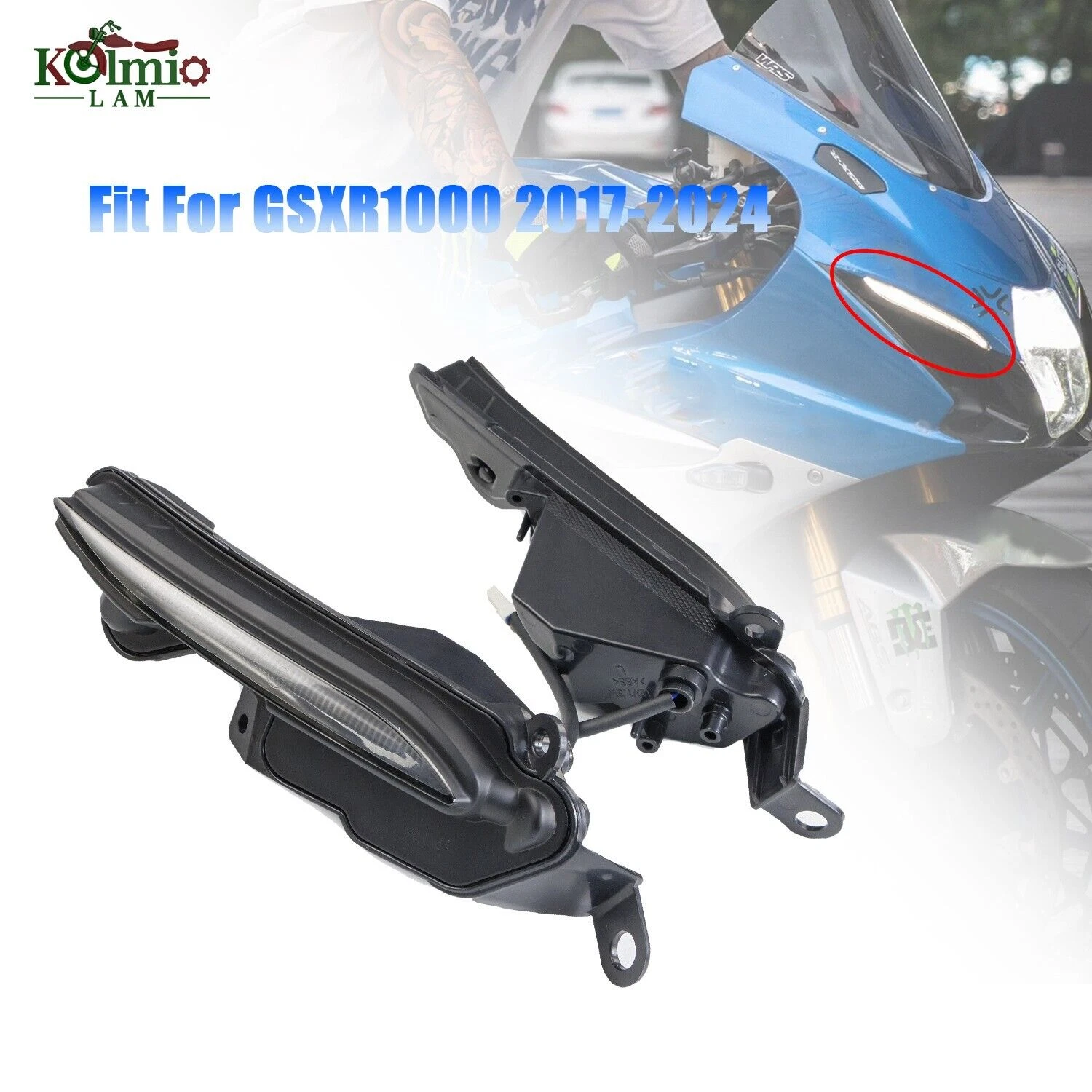 2017 - 2025 GSXR1000 GSXR 1000 フロントヘッドライトフォグポジションサイドライト GSX-R1000 2024 2023 2021 2019 L7 L8 L9 L20 K17 に適合。