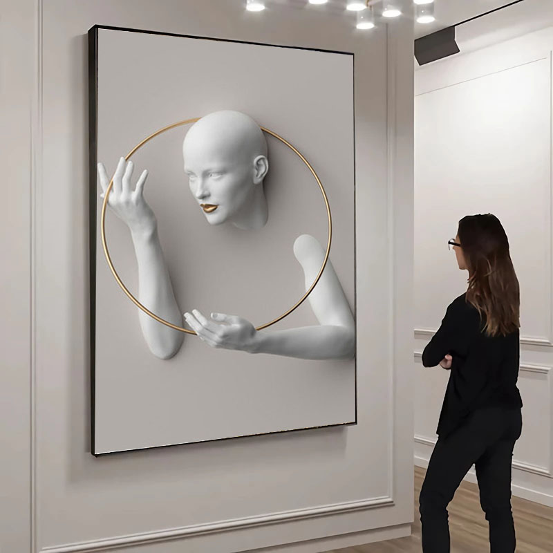 女性彫刻ポスタープリントウーマンパワーフィギュア像キャンバス絵画 Cuadros 壁アートの写真リビングルームの家の装飾