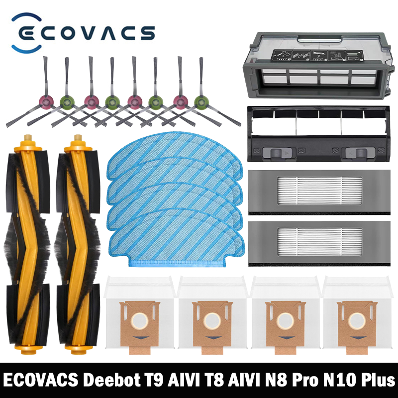 ECOVACS Deebot T8 AIVI / T9 AIVI / N8 Pro AIVI / N9 / N10 Plus 付属品 メインブラシ、サイドブラシ、フィルター、ダストバッグ、HEPAフィルター