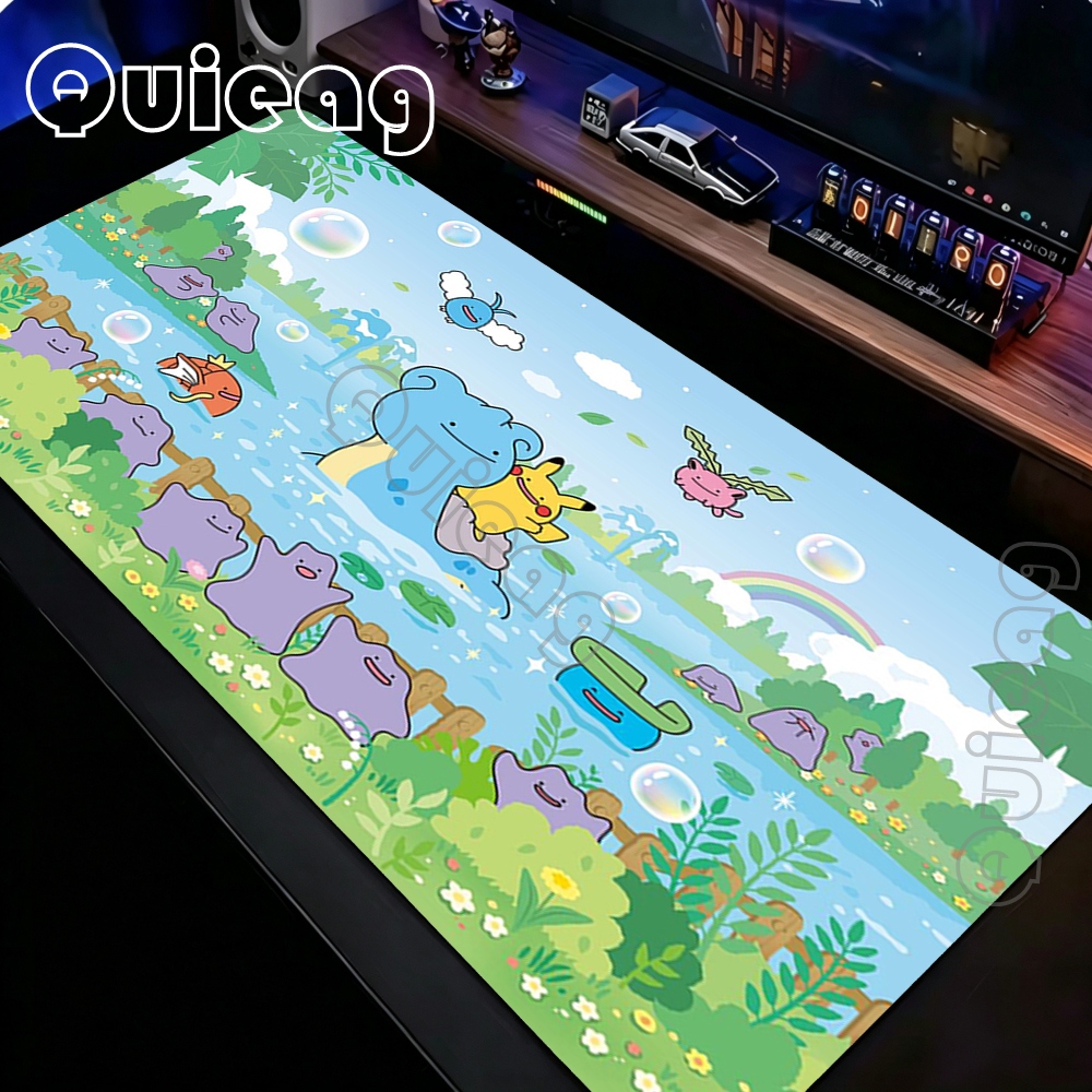 日本アニメマウスパッド PC カラフルなゲーマーキャビネットマウスパッド P-ポケモンルギアキーボード敷物ラップトップゲームゴムマットデスクアクセサリー