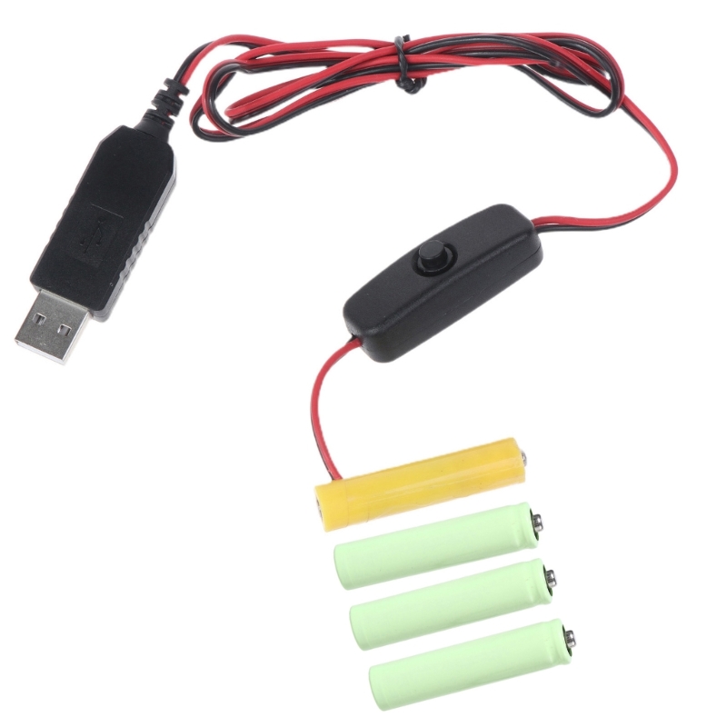 LR03 AAA バッテリーエリミネーター USB 電源ケーブル ON OFF スイッチ付き 1 ～ 4 個の AAA バッテリードロップシッピングを交換