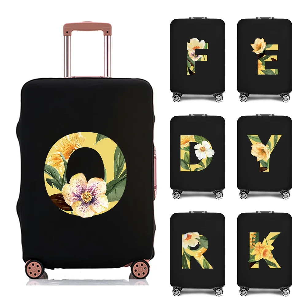2022 Luggage Case Protective Cover Floral Letter Name Printed Travel Elastic Duffle Luggage Dust Cover for 18-28 Inch Suitcase