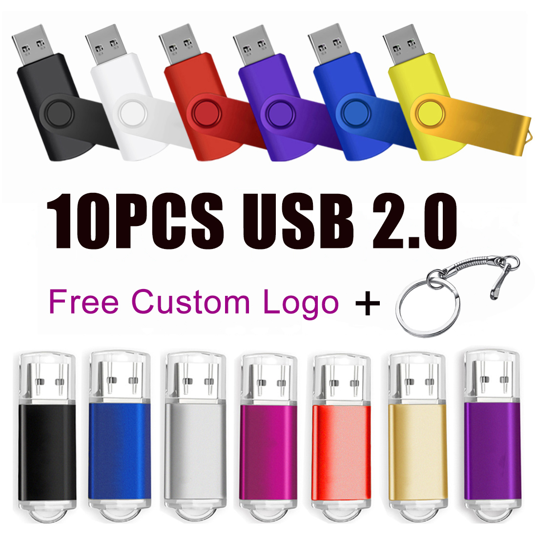 10 ピース/ロットペンドライブ無料ロゴ 8 ギガバイト 4 ギガバイト 2 ギガバイト 1 ギガバイト USB フラッシュドライブ 16 ギガバイトフラッシュディスク 128 メガバイト 256 メガバイト 512 メガバイトメモリフラッシュディスク