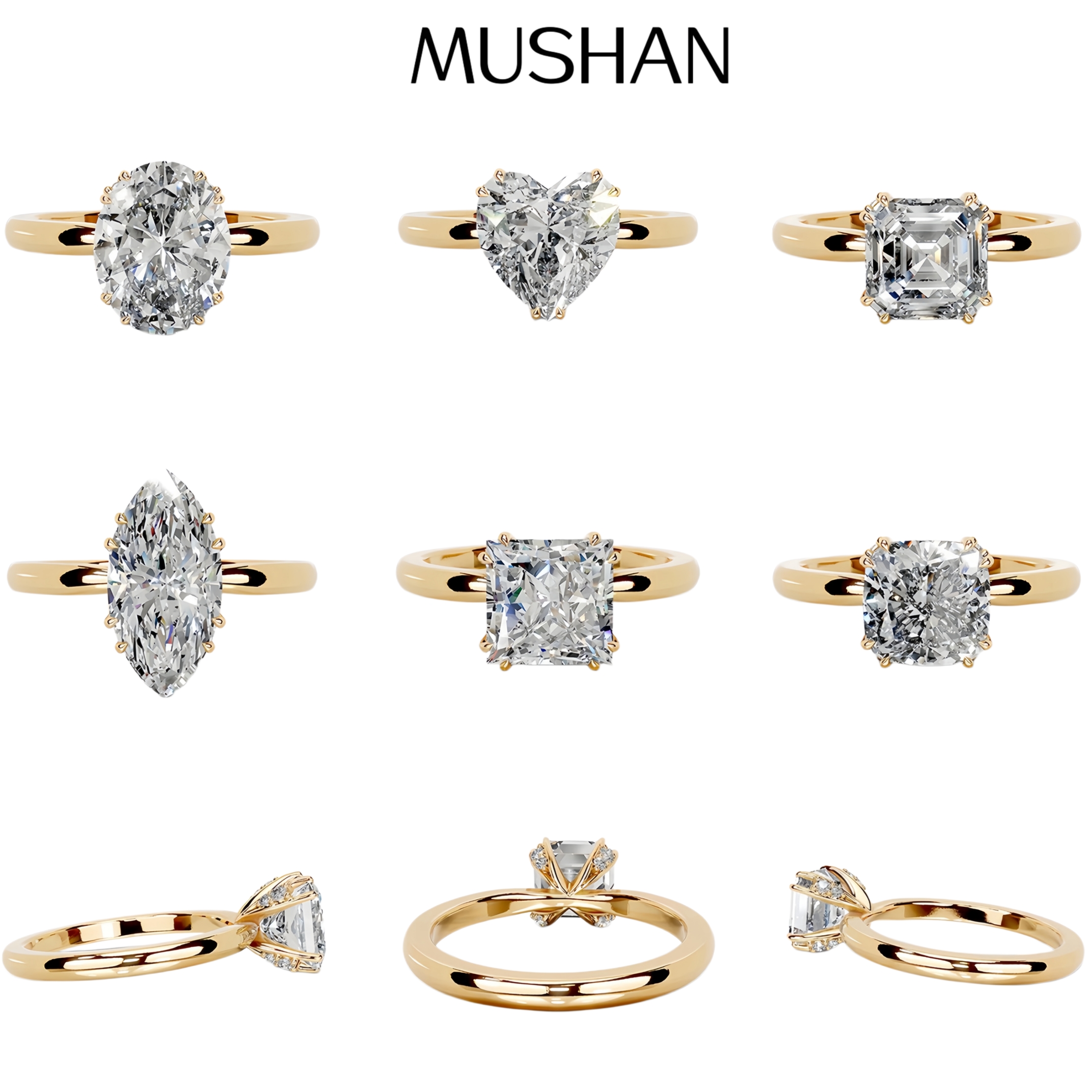 MUSHAN 別注高級ジュエリー 925 スターリングシルバーリング 3ct 4ct 5ct 結婚式リアル D カラー VVS モアッサナイトリングバンド MST 特許