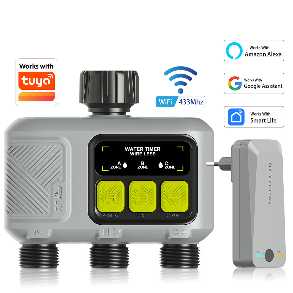 3Zone Tuya Wifi 自動散水タイマー リモート庭水タイマー スマート灌漑水システム ホース制御ユニット サポート Alexa
