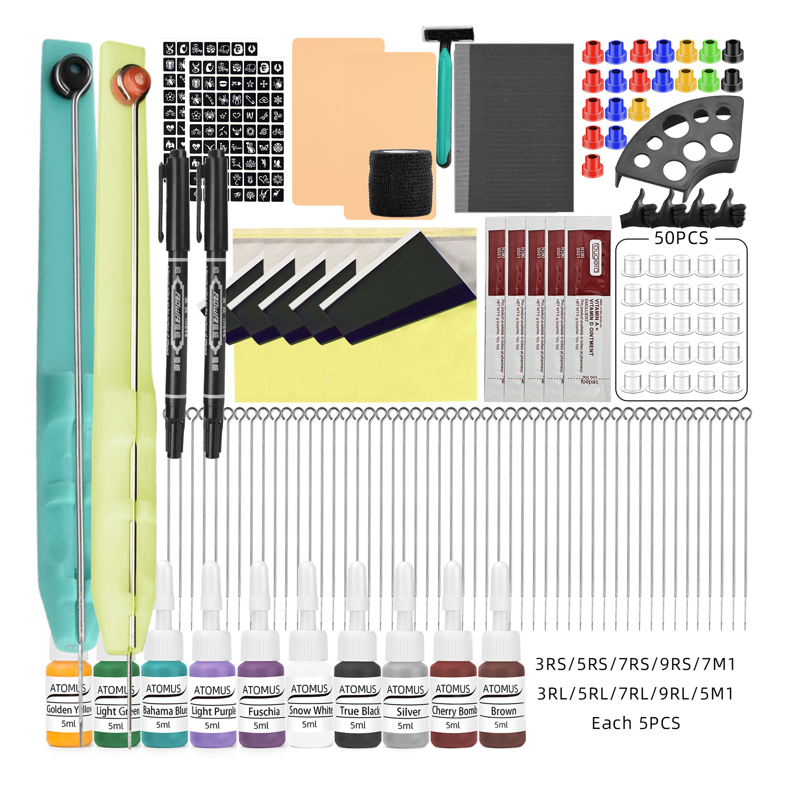 3D ハンドポークとスティックタトゥーマニュアルペンキット 3RL 5RL 7RL 3RS 5RS 7RS 9RS 5M1 7M1 タトゥー針 DIY メイクアップツールタトゥー用品