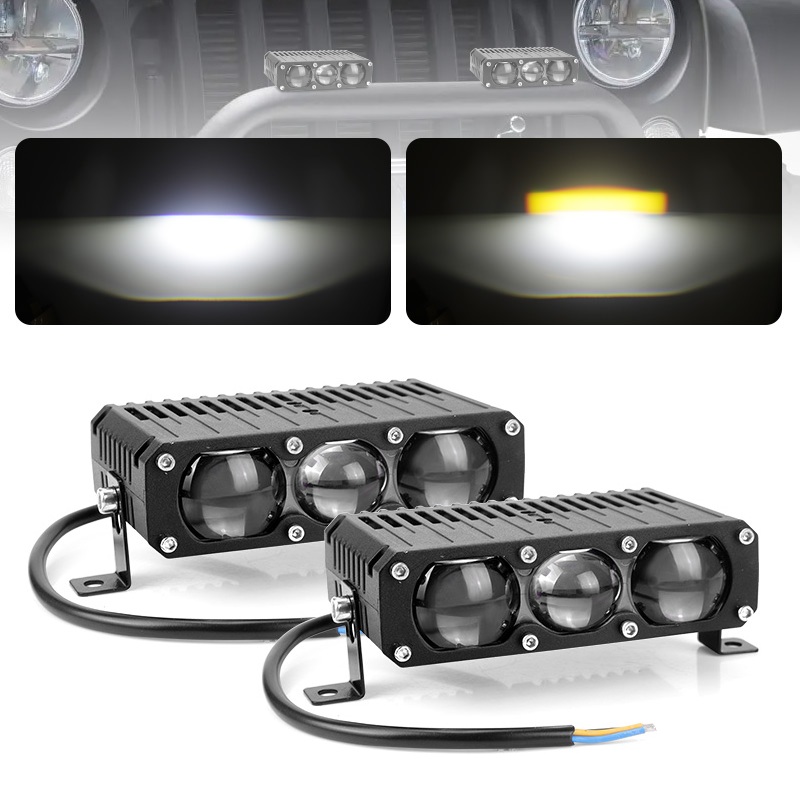 2 個 100 ワット 3 レンズ LED ワークライトグリルランプ高低光 LED 補助スポットライトユニバーサルオフロード車オートバイアクセサリー