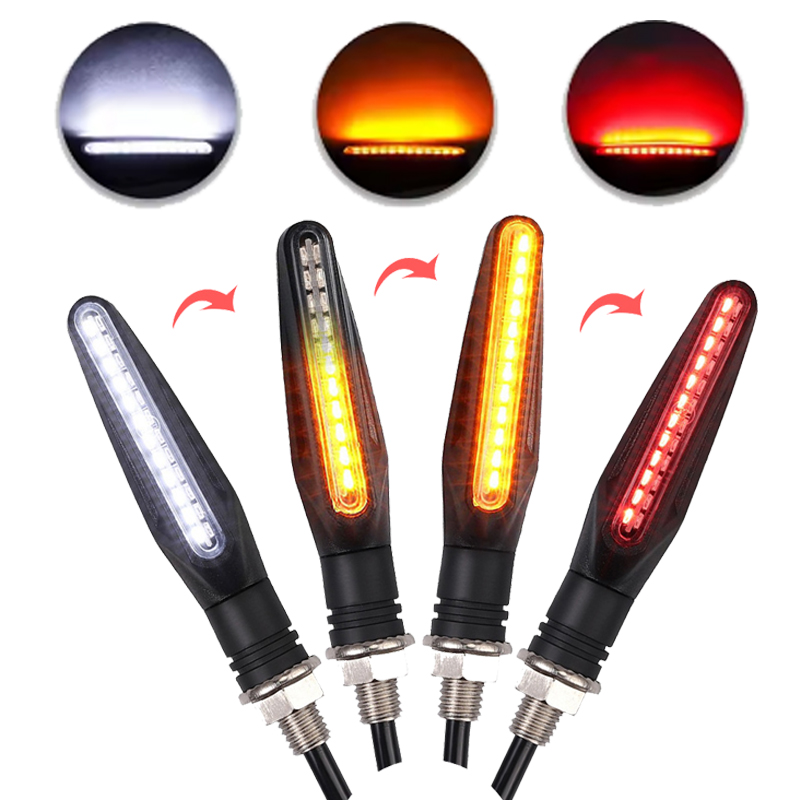 24LED オートバイ LED ターンシグナルライト白赤アンバー流れるインジケータフロントリアライトフラッシャーウインカーオートバイ用