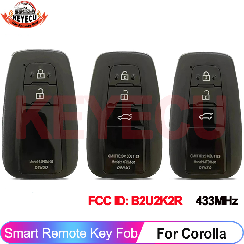 KEYECU B2U2K2R 3 ボタントヨタカローラ 2019 2020 2021 2022 スマートリモート 433MHz NCF29A1M 4A チップキー 8990H-02040 8990H-02050