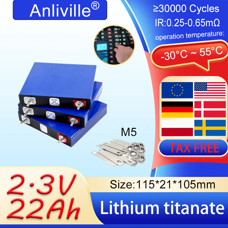 新しい 2.3V 22Ah チタン酸リチウムバッテリー LTO 10C 高放電 30000 サイクル低温耐性セル DIY 12V 24V EV RV