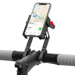 工場直販のアルミ合金製ショック吸収型自転車用スマホホルダー　360度自由に回転し、盗難防止機能付き