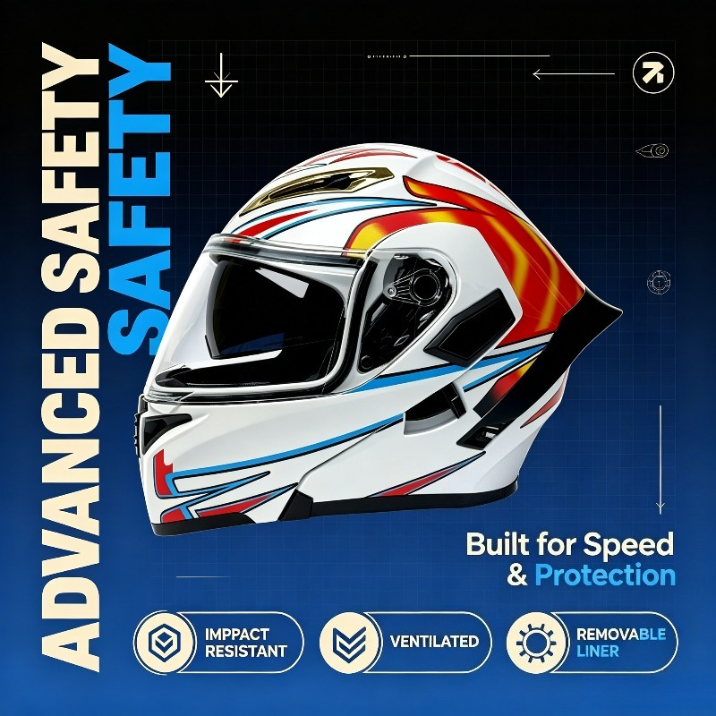 QIKE フルフェイスオートバイデュアルバイザーバイク空力軽量 ABS クラッシュヘルメット Bluetooth スロット付き、メガネに優しい