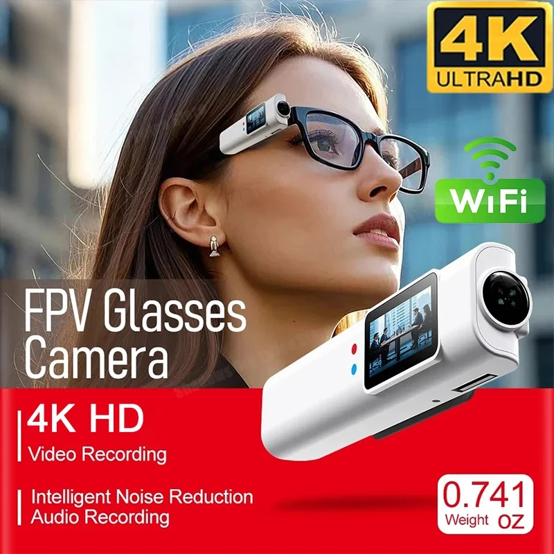 2026 新しい FPV メガネ 4K ビデオ撮影マイクロカメラ HD WiFi インテリジェント ヘッドセット メガネ ビデオ