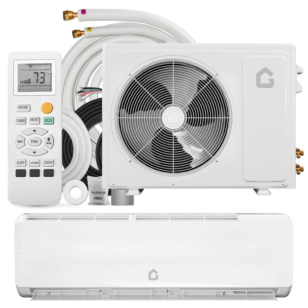 12000 BTU ミニ スプリット AC/暖房システム、19 SEER2 6-in-1 インバーター スプリット システム エアコン、ダクトレス ヒート ポンプ、カスタマイズ