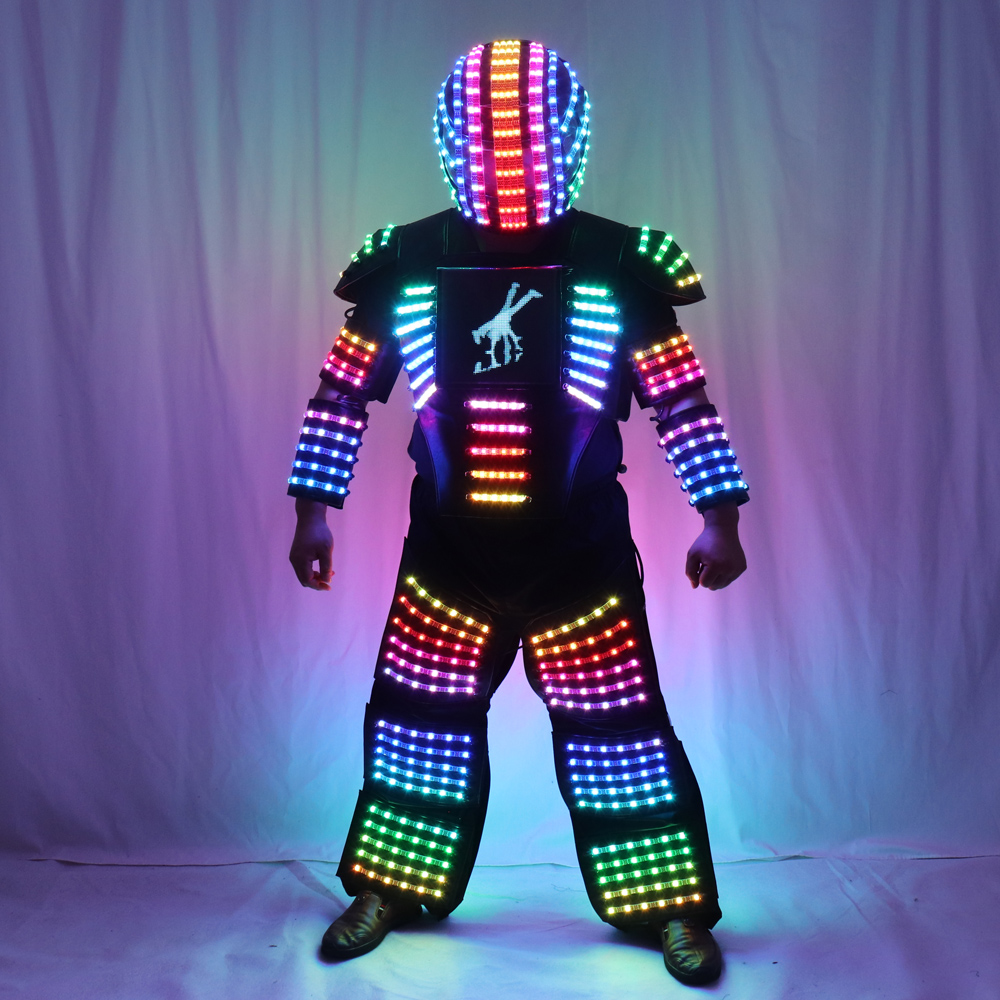 LED ロボット衣装発光スーツ男性ゴーゴー歌手ゲストダンサー衣装スーツヒーロー光鎧ステージパーティー着用