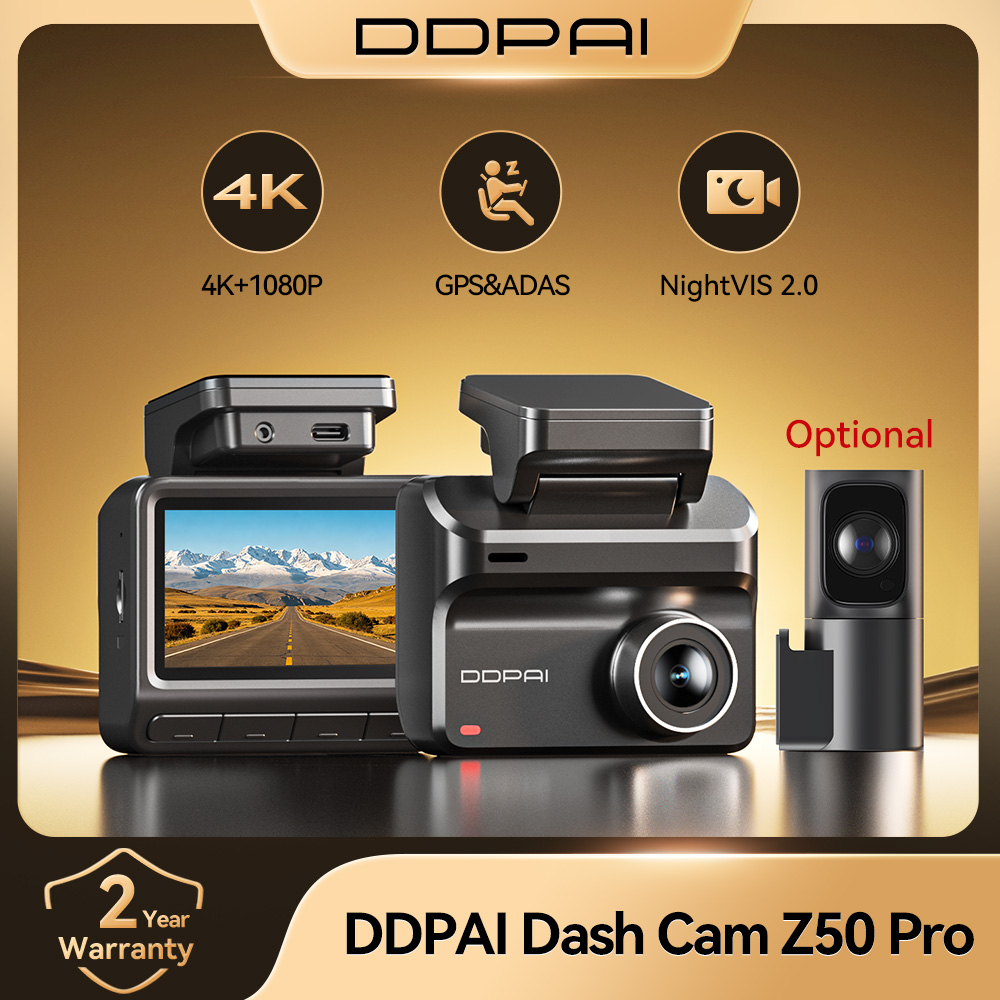 DDPAI ダッシュカム Z50 プロ 4K UHD 3"IPS ディスプレイ内蔵 GPS ADAS デュアルチャンネル車 DVR Wi-Fi 24H パーキングモニターダッシュカーカメラ
