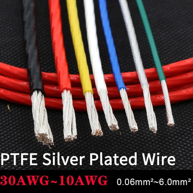 5 メートル 10/11/13/14/18/20/22/24/26/28/30 AWG FEP 絶縁 PTFE 銀メッキワイヤー OFC 銅ケーブル HiFi オーディオスピーカーヘッドフォン DIY