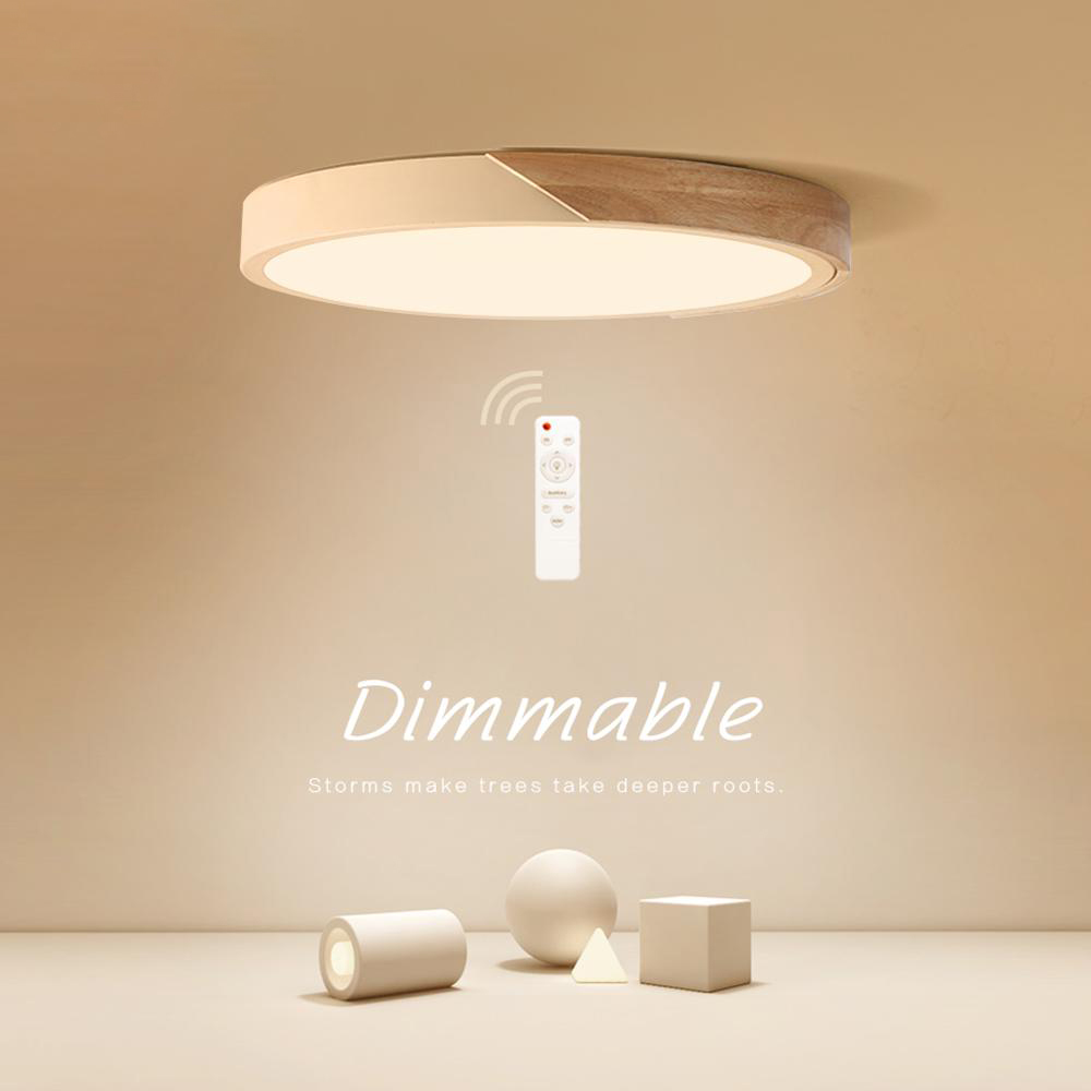 LED 表面実装シーリングライト現代の超薄型照明木製ランプ器具リビングルームの家の装飾バルコニーリモコン