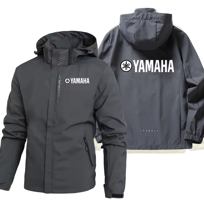 2026 ヤマハ新オフロードバイク防水ジャケット男性と女性のヤマハロゴアウトドアスポーツフード付きジッパージャケットコート
