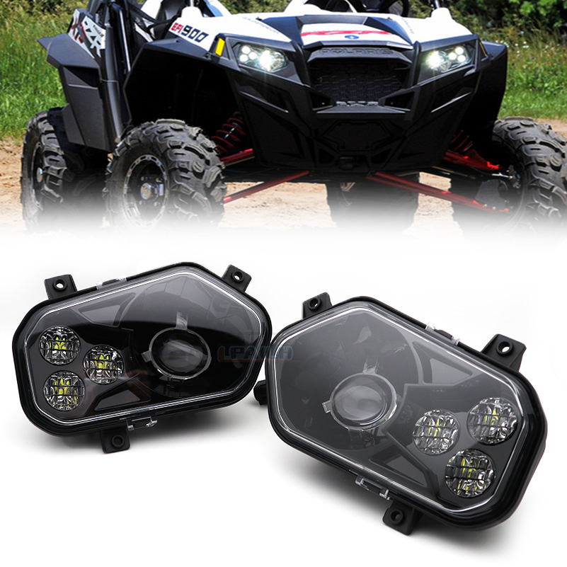 ATV アクセサリーポラリス ATV LED ヘッドライト左右 2012-2013 ポラリス RZR サイド X サイドスポーツマン RZR 800 900 570