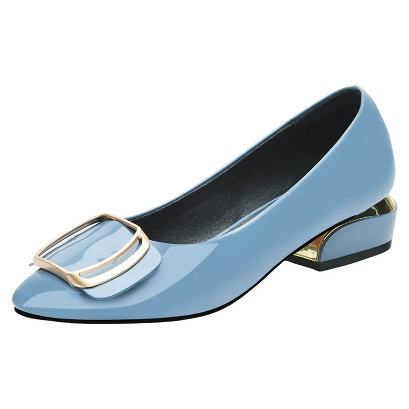Sapatos 女性かわいいブルー軽量オフィススリップオンスクエアヒール靴女性のファッション黒コンフォートホテル作業靴 Zapatos B29