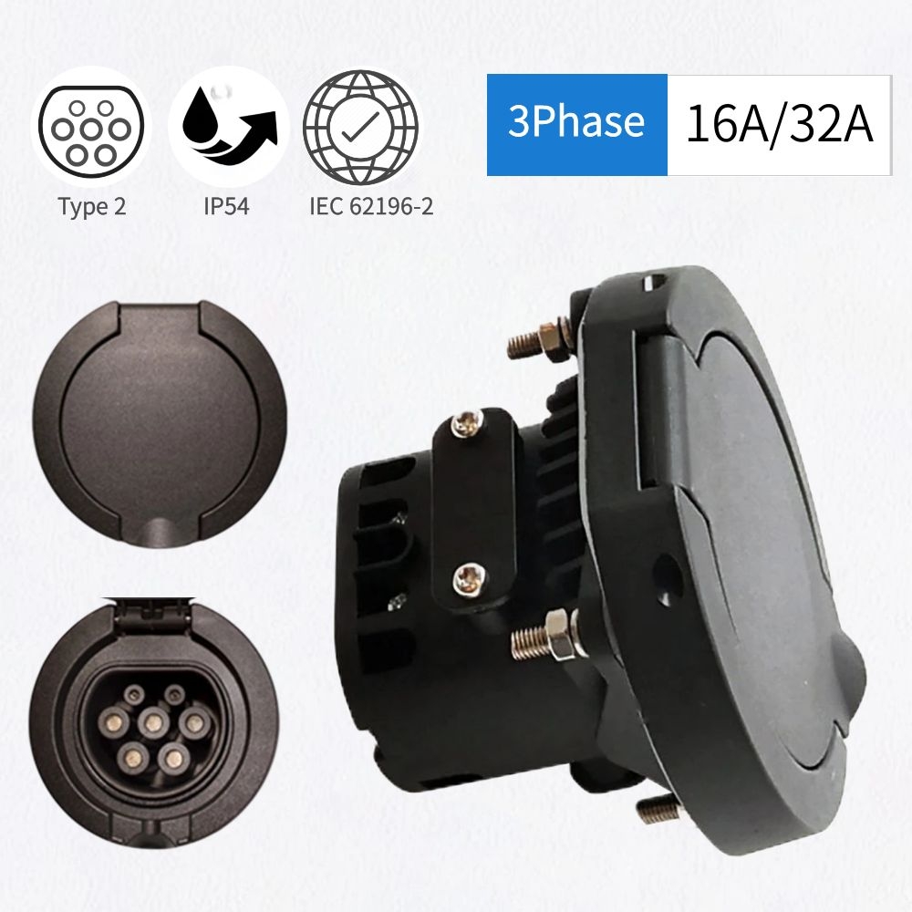 Adapter Socket 3 Phase 32Amp Type 2 Female Connector Outlet Electric Vehicle Charger Connector Charger Connector Charing Station
