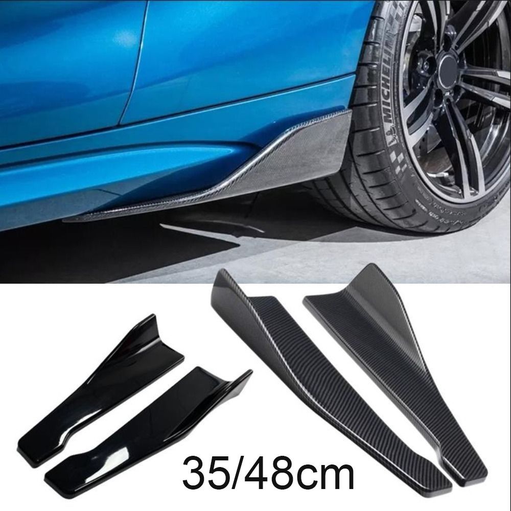35/48 センチメートルユニバーサルフィット車スポイラー側バンパーリアサイドスカートリップロッカーウィングカーボンファイバー光沢のある黒保護トリム