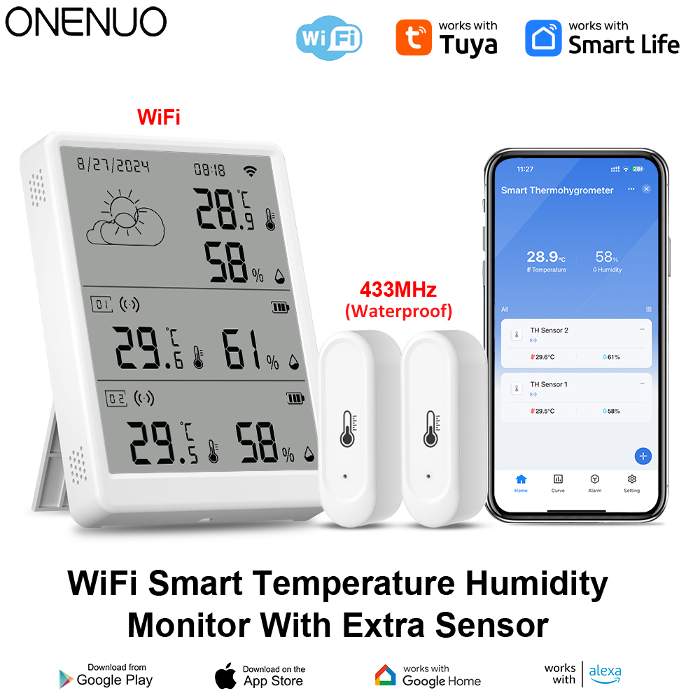 Tuya WiFi ウェザー ステーション スマート温湿度計キット WiFi ゲートウェイ