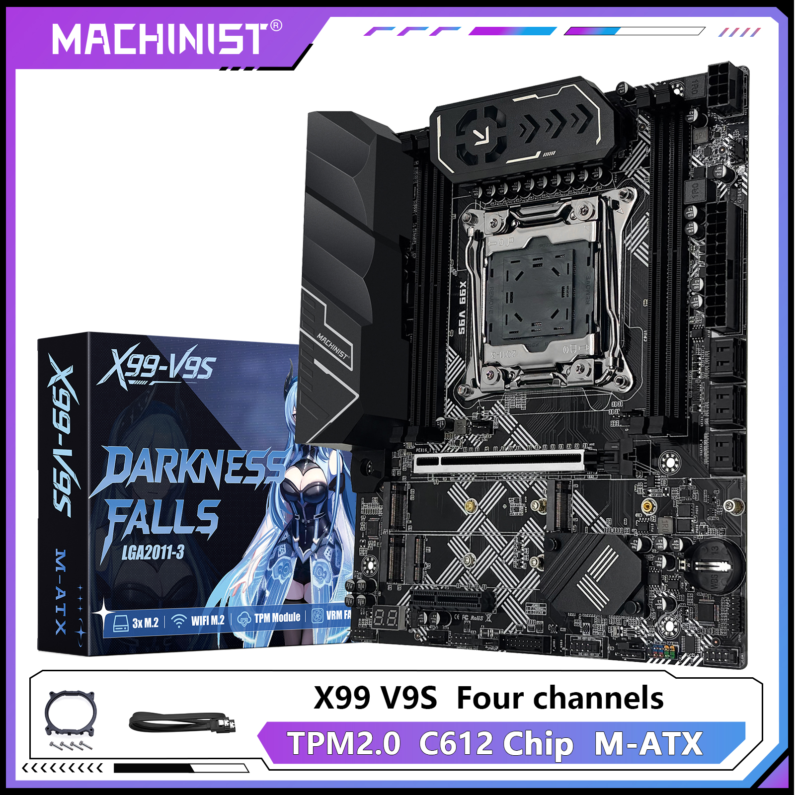 MACHINIST X99 V9S マザーボードサポート TPM2.0 LGA 2011-3 Xeon E5 cpu DDR4 RAM C612 チップ 3 * NVME M.2 スロット SATA3.0 USB3.0