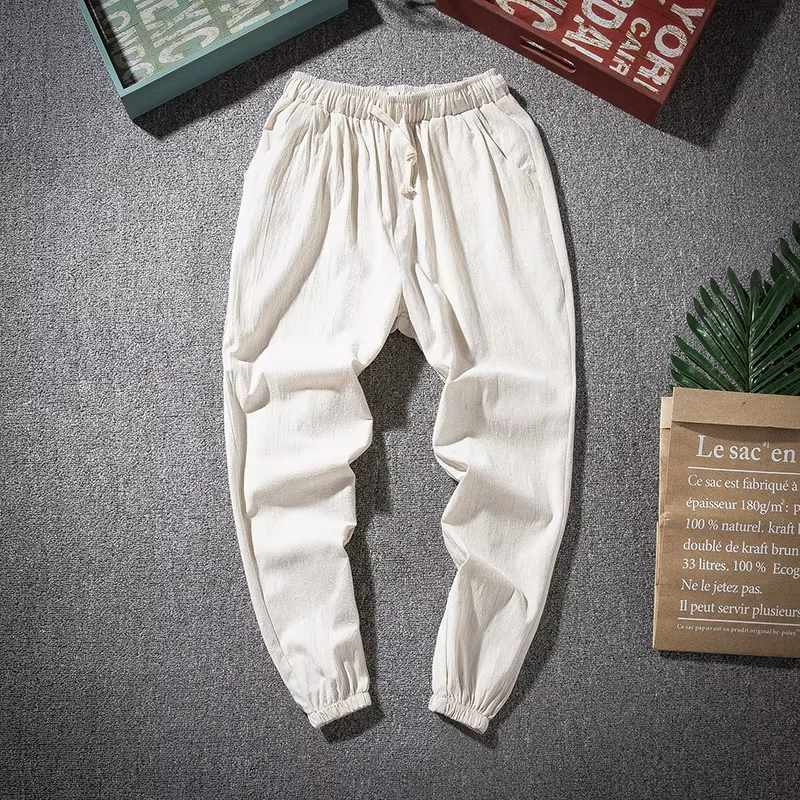 New Oversized Men Harem Pants Loose Chinese Style Cotton and Linen Sweatpants Joggers High Quality Casual Trousers Men S-5XL