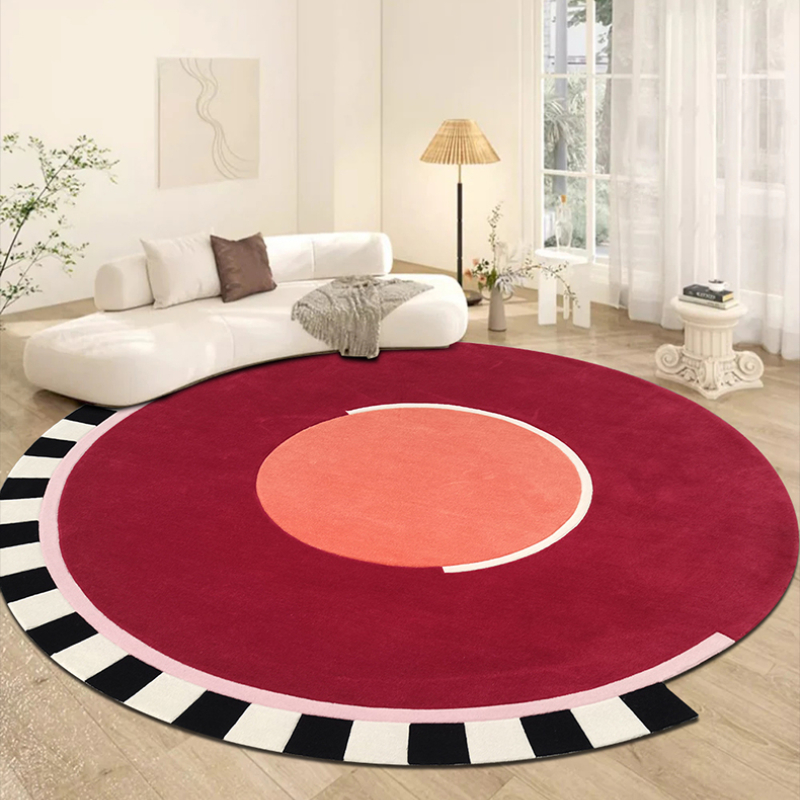 北欧スタイルの寝室の芸術的クリエイティブフロアマットふわふわソフトリビングルームの装飾カーペットミニマリストラウンドラウンジラグ