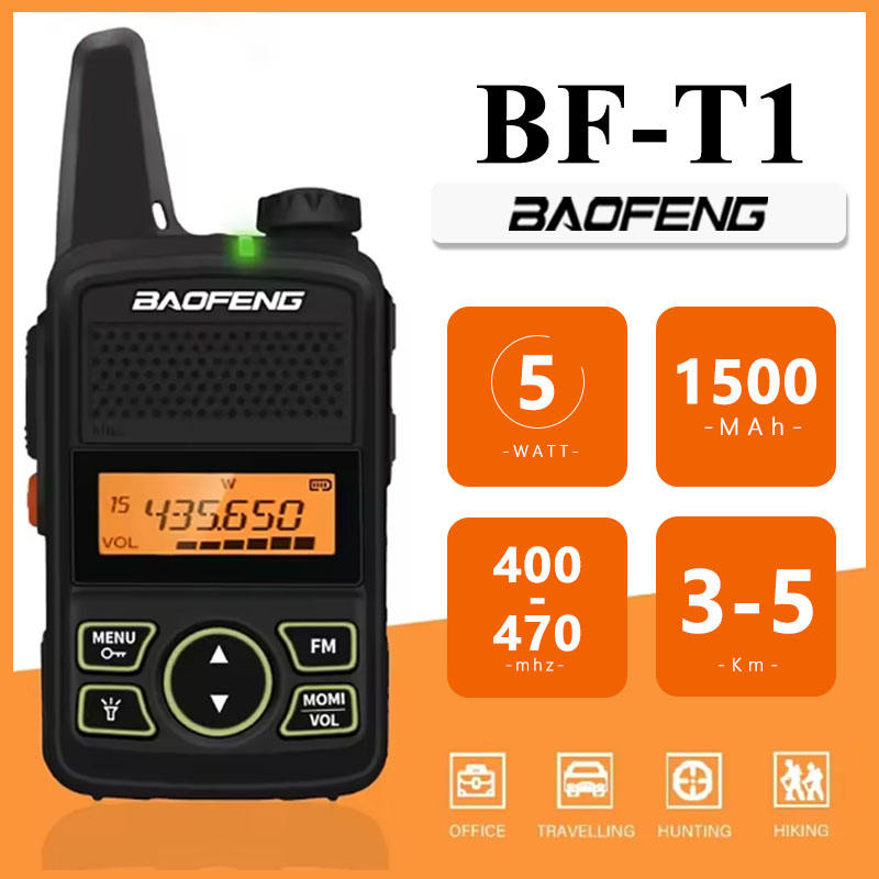 Baofeng T1 ミニトランシーバー BF-T1 UHF 400-470MHz USB 充電器ポータブル 5 ワット双方向ラジオ 1500mAh 20CH トランシーバーキッズギフト用