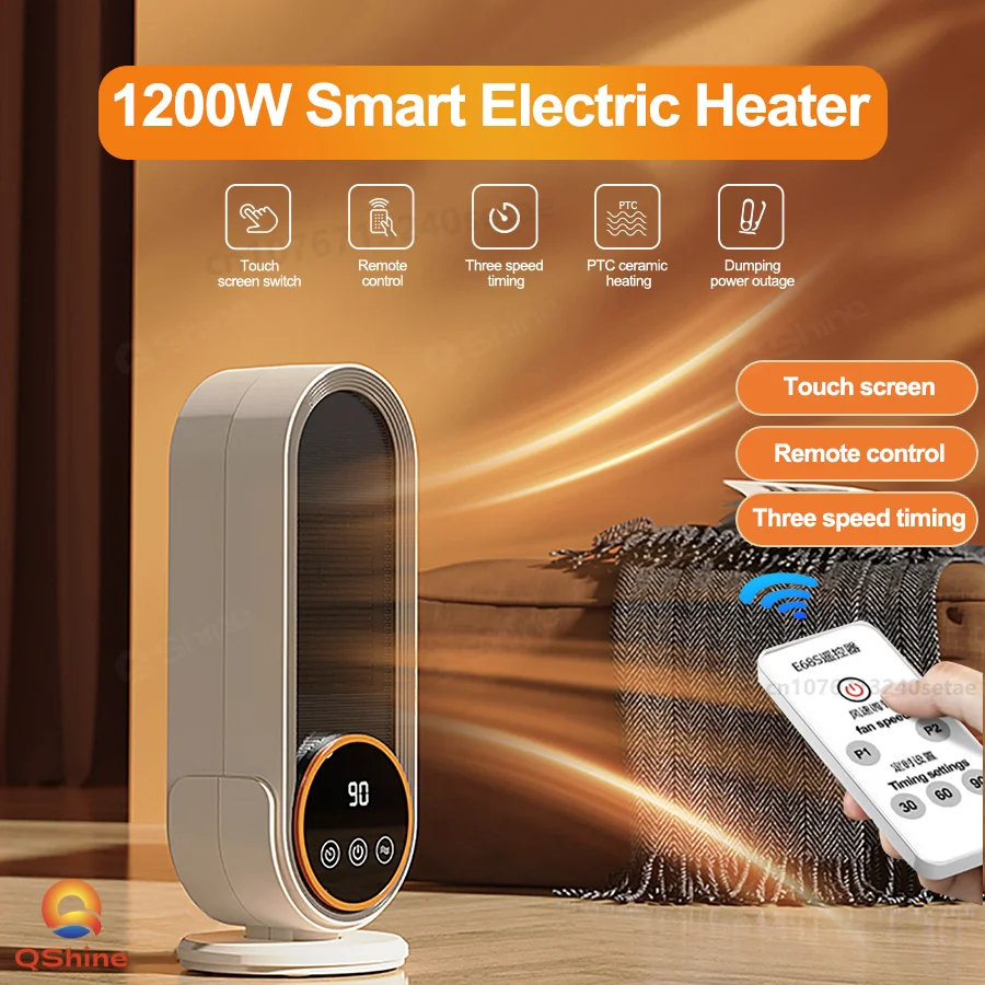 1200 ワットタッチスクリーンスペースヒーターポータブル電気ヒーター電気ポータブルウォーマーホームヒーターリモコンとタイミング付き