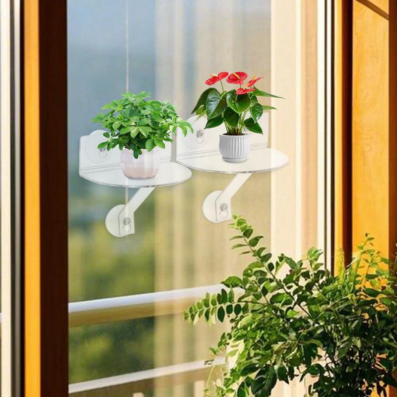 植物棚窓用 2X アクリルハンガブルフローティング棚省スペース窓棚キッチンバスルームオーガナイザー