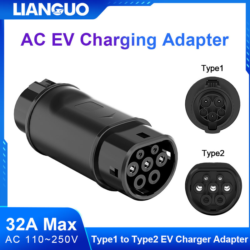 タイプ 1 からタイプ 2 EV カーアダプター電気自動車充電コネクタ 32A 最大 AC 110 V 〜 250 V タイプ 1 からタイプ 2 充電アダプター