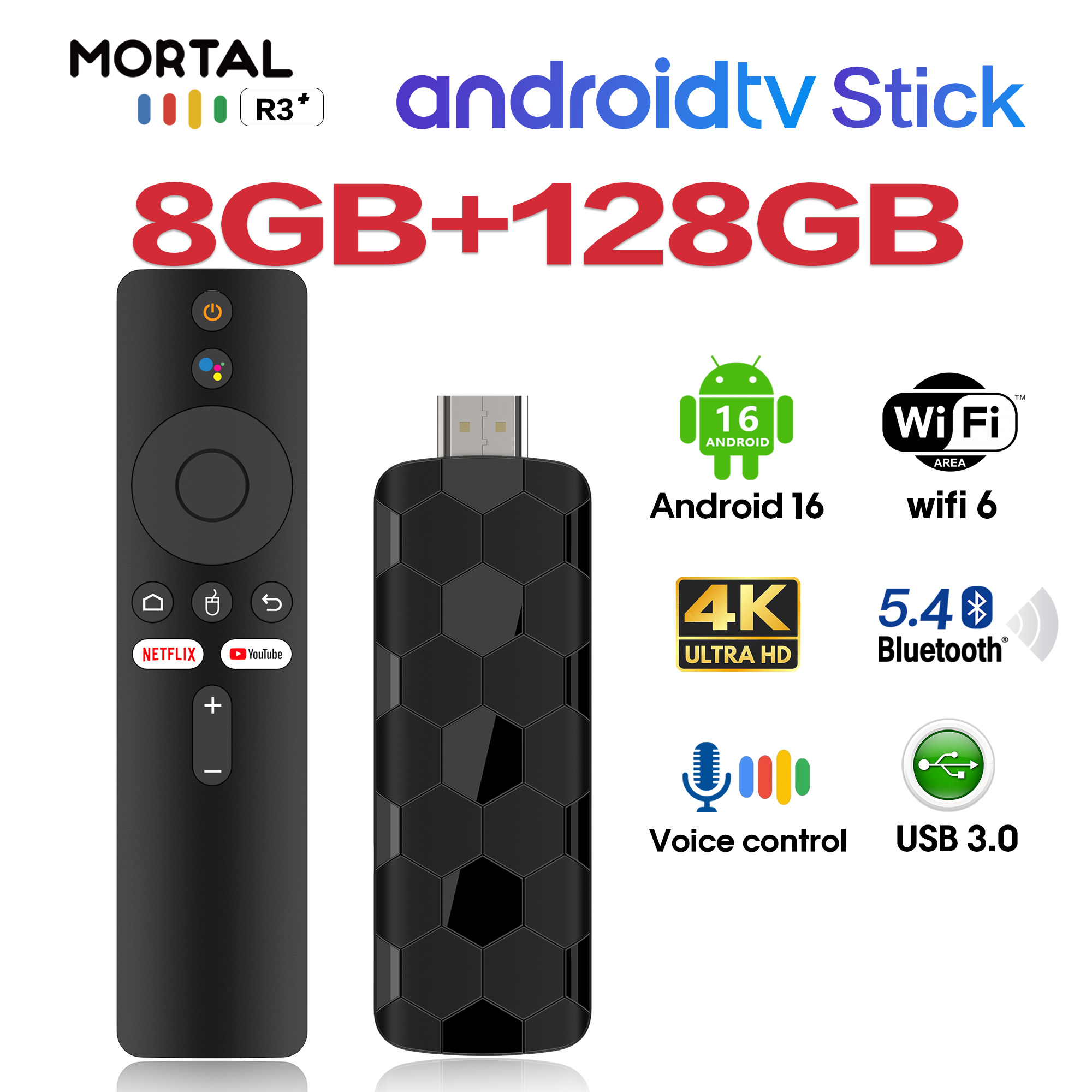 2026 新しい R3 TV スティックデュアル UI インターフェイスデュアル Wifi 2.4 グラム/5.8 グラム 4 K ウルトラ HD 8 ギガバイト 128 ギガバイト RK3518 クアッドコアホームシアターメディアプレーヤー
