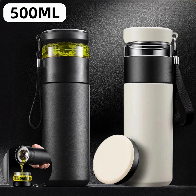 500 ミリリットル茶注入器魔法フラスコステンレス鋼断熱カップ独立した茶収納ハンドルトラベルマグビジネスカップギフト