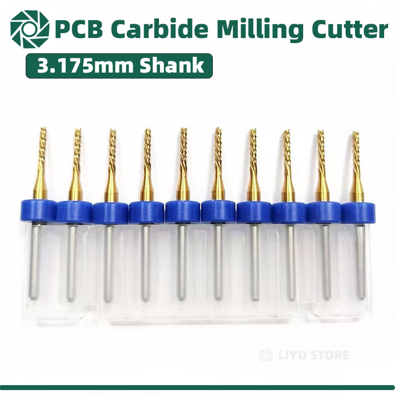 LiYu PCB 超硬フライスカッターセット 0.6-1.5 ミリメートルエンドミルビット 3.175 ミリメートルシャンク粗トウモロコシフライスカッター回路基板