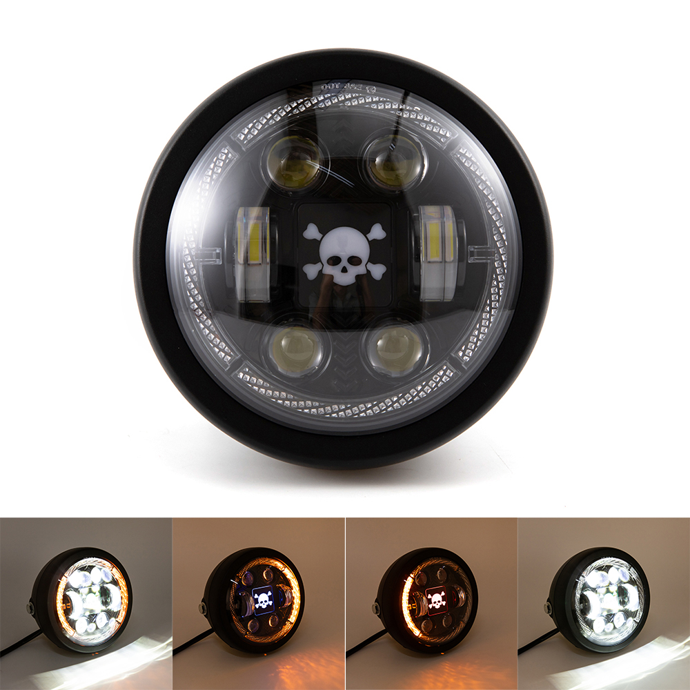 6.5 インチ LED オートバイヘッドライトレトロヘッドランプ DRL ホンダ cb400sf スティード VT1800 カワサキ vn 900 1200 バルカン S 650 900 800
