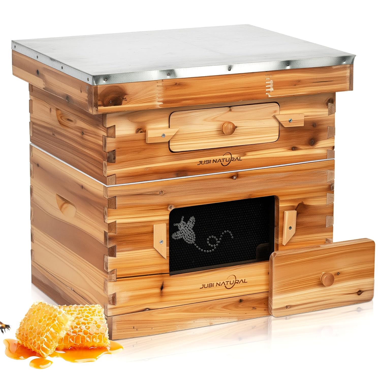 Bee Hive 10 フレーム蜂ボックス スターターキット、養蜂家用の蜜蝋コーティングされた蜂の巣、ディープ 1 個、ミディアム ラングストロス蜂の巣 1 個、カスタム