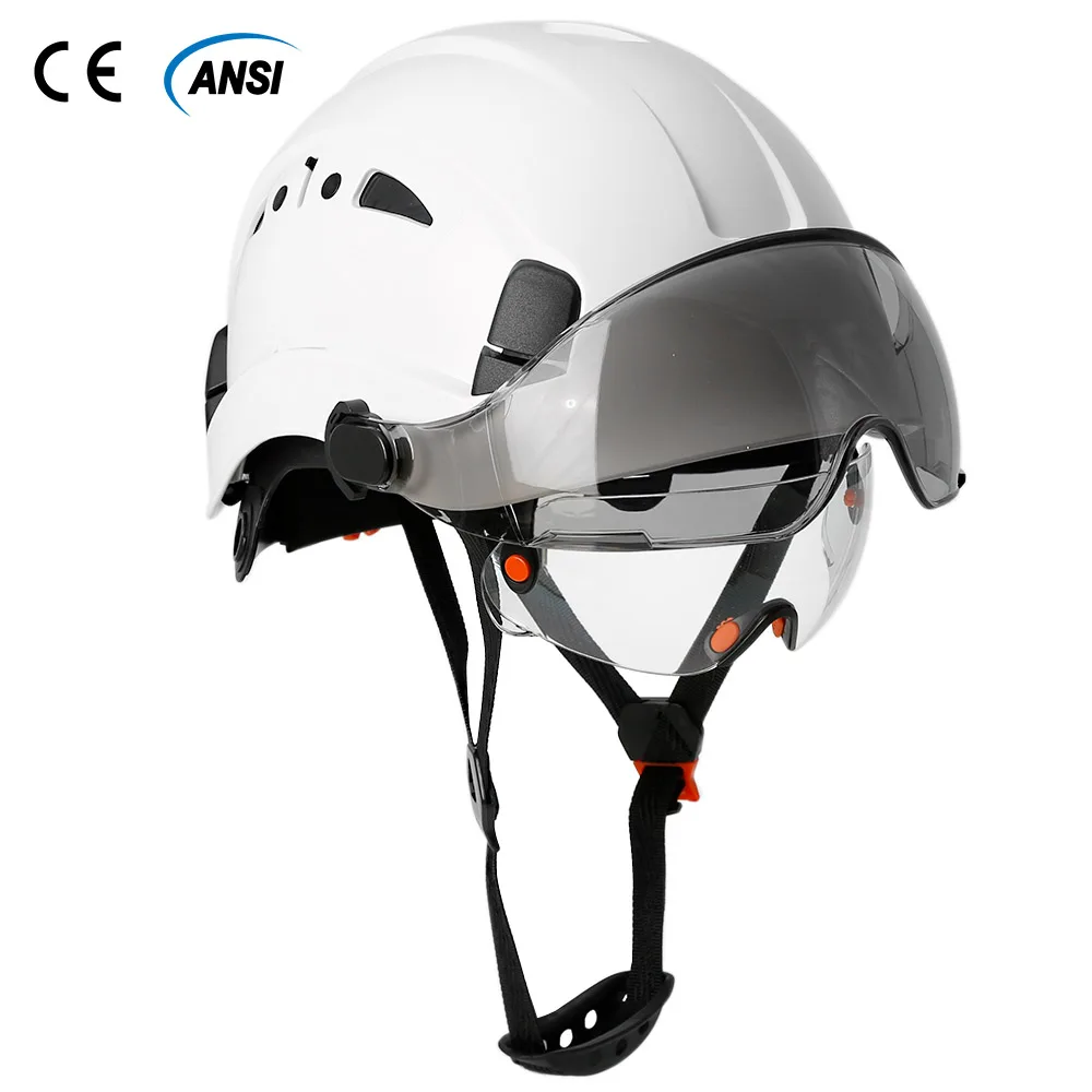 建設安全ヘルメット内蔵ゴーグルバイザー高品質 ABS ハード帽子 ANSI 産業作業頭部保護レスキュー CE