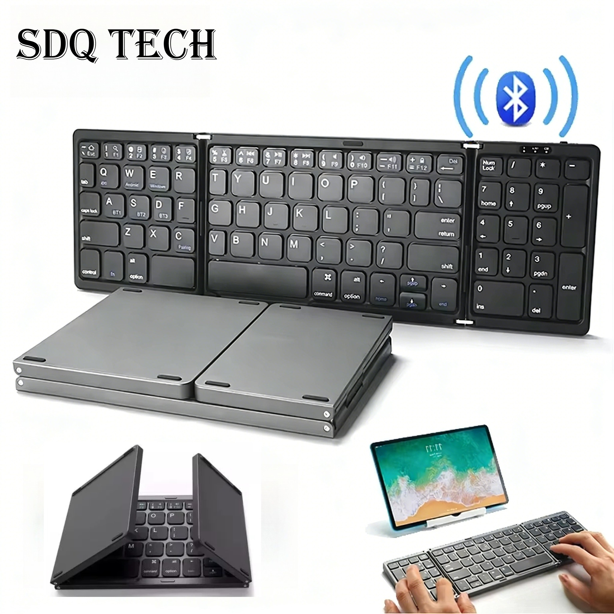 ロシア語/スペイン語/英語ミニ折りたたみ式ワイヤレス Bluetooth キーボード充電式 Windows Android IOS コンピュータ多機能