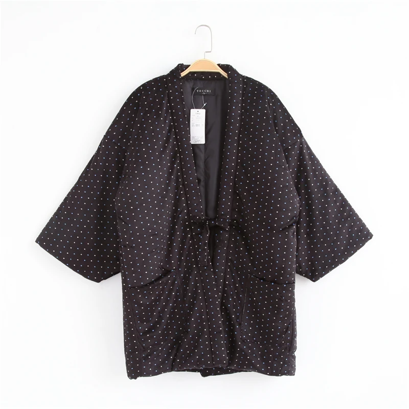 日本の半纏ジャケット男性着物女性の冬の綿コート保温トップス厚い羽織アジア服ホームウェア