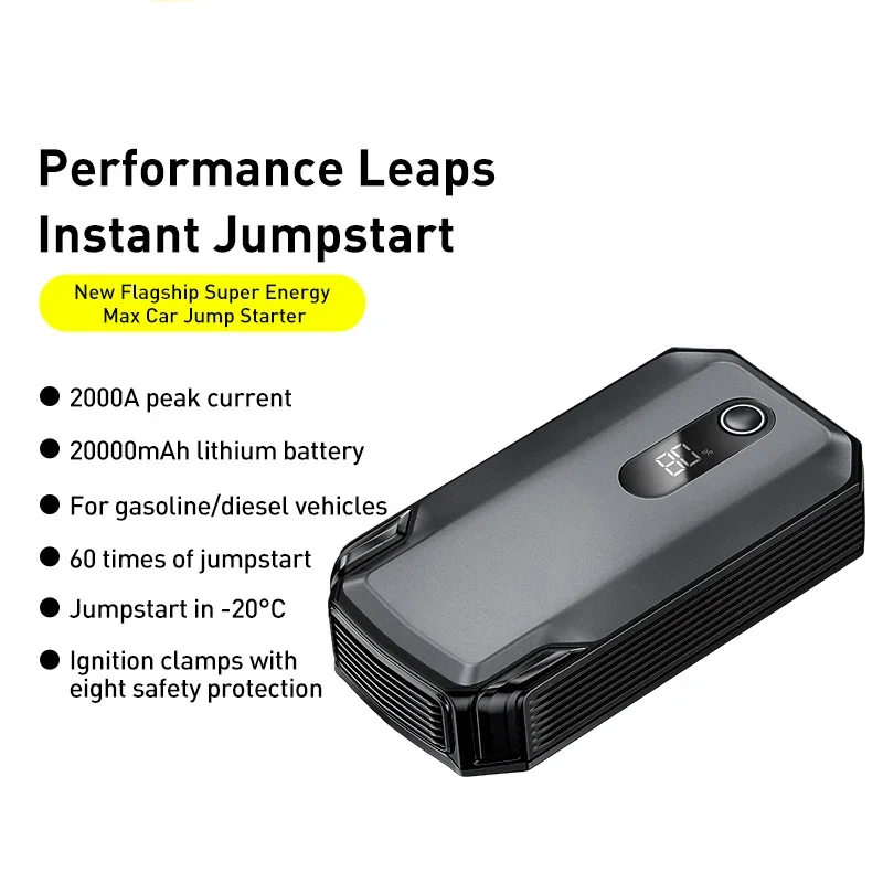 Bause 20000mAh ジャンプスターター電源銀行 2000A 12V ポータブル車バッテリースターター緊急自動ブースター始動装置ジャンプスタート