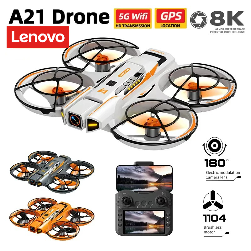 レノボ新しい A21 プロミニドローン 4K 8K HD カメラスクリーン RC Dron ブラシレスモーター障害物回避 Quadcopter Dron ギフト