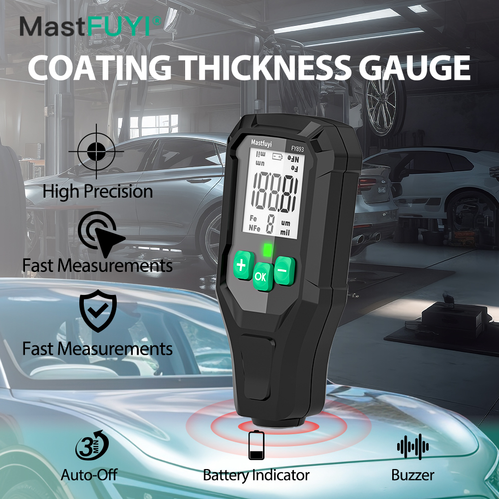 MASTFUYI FY893 塗膜厚さ計デジタル厚さ計車の塗装表面テスター 0-1350UM 車の塗装膜厚さテスター