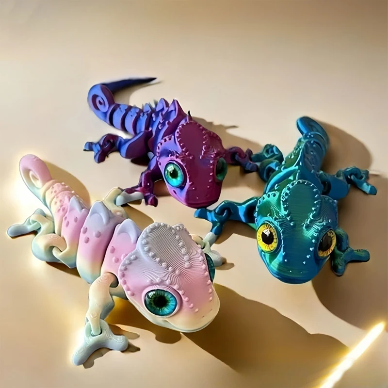 New 3D Printing Chameleon Figures Multi-joint Movable Simulation Eyes for Home Accessories Kids Gift Room Decoration 3d Принтер